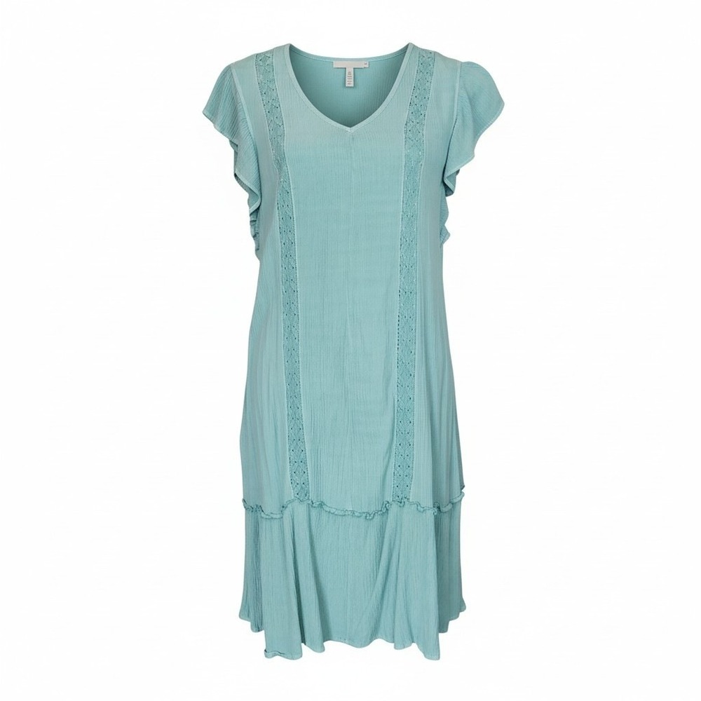Frye and Co Womens Mint Gauze Crochet Lace Ruffle Sleeve Dress‎ Boho Small